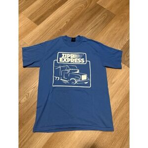Platinum Plus T Shirt Mens L Blue Zipp Express Semi Truck Made In USA Graphic